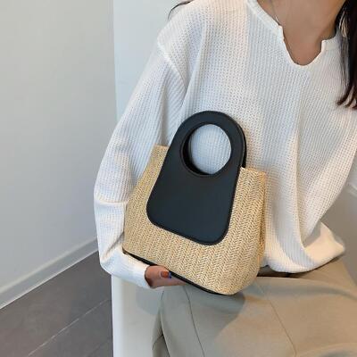 Damen gewebte Handtasche stilvolle Tasche Strandtasche für Urlaub Shopping Dating
