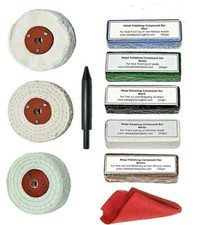 Kit uso trapano lucidatura metallo lega alluminio acciaio inox 3" x 1/2"