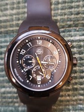 PHILIP STEIN TESLAR SIGNATURE CHRONO ALL BLACK QUARTZ WRIST WATCH