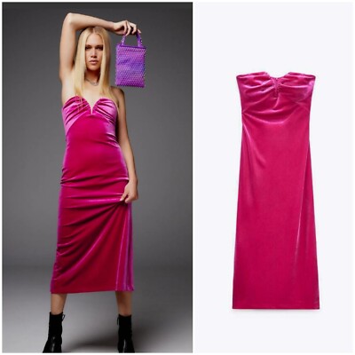 strapless open back dress Pink 1960s Big Bow Off-Shoulder Velvet Dress
