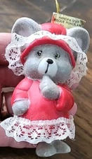 Vintage Jasco Soft N Snoozy Chimers Bisque Porcelain Flocked Bell Style Ornament