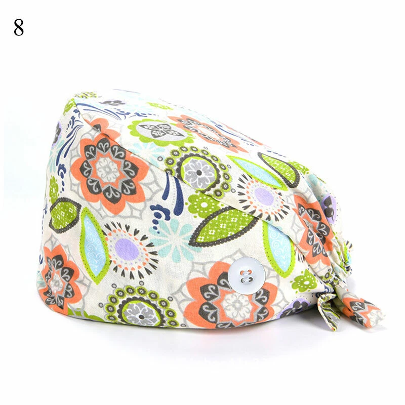 Unisex Surgical Scrub Cap Hat with Buttons Women Men Hospital Doctor Nurses US - Image 2 of 4