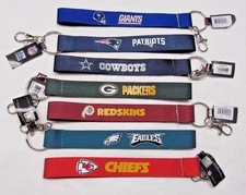 NFL Wristlet Key Chains 8.5" Long .75" Wide Made by Aminco Select Team Below