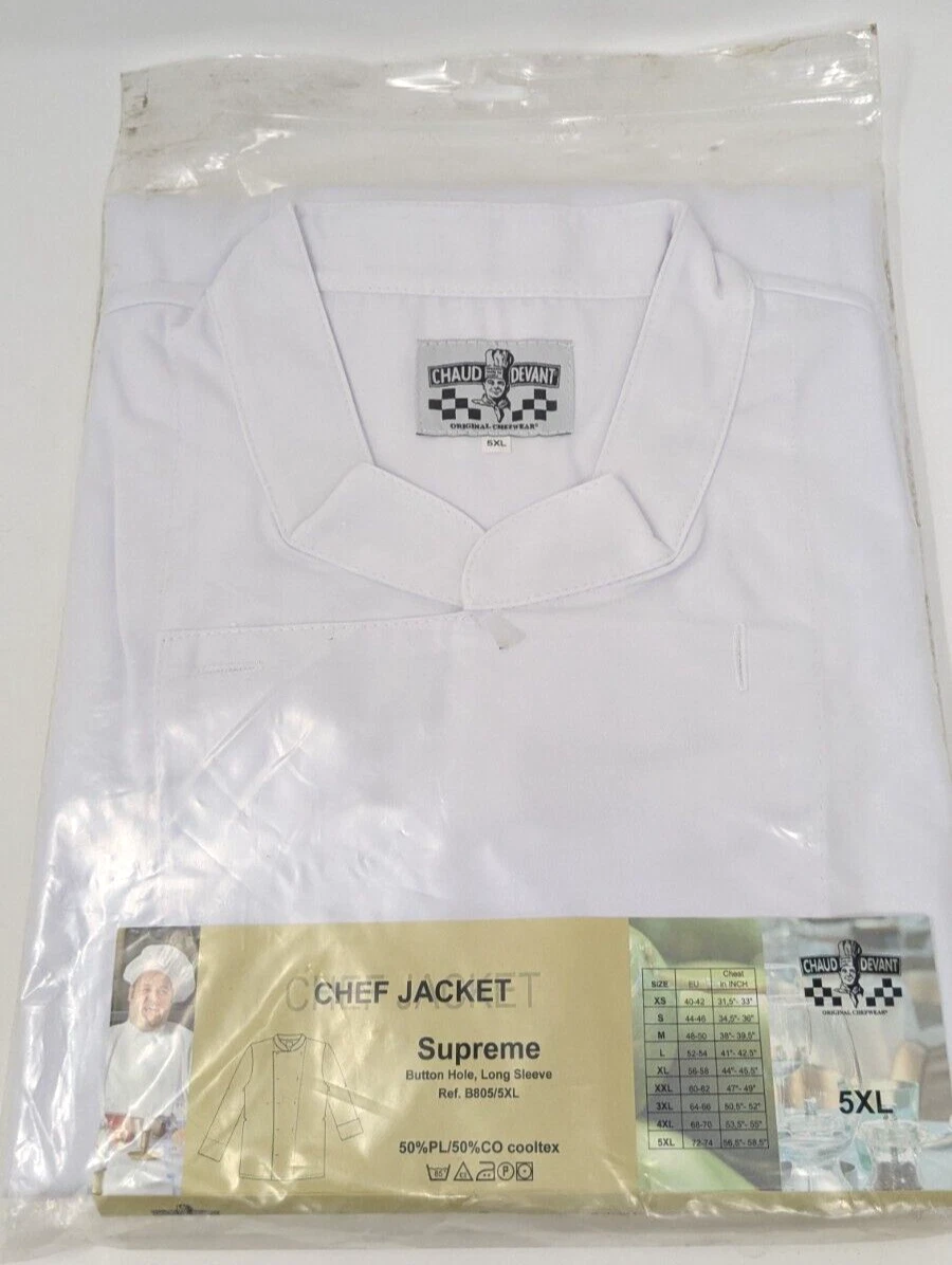 Giacca Chef 5XL Bianca Supreme Manica Lunga Bottone Foro Chaud Devant