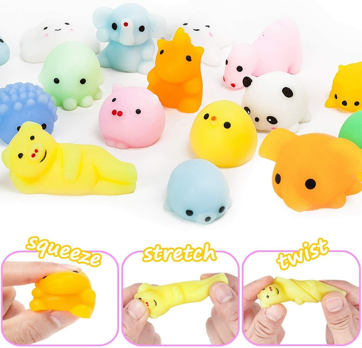 25pcs Glow In The Dark Mini Animal Mochi Squishy Fidget Toy Party Favors Asst - Foto 7