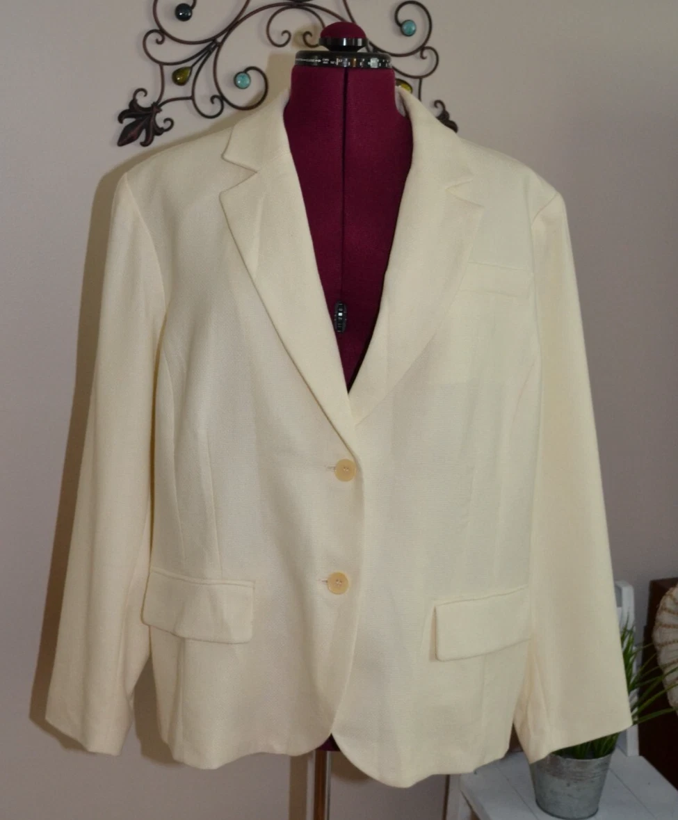 OFF WHITE Austin Reed nuovo con etichette vintage cashmere seta lana bianco sporco avorio blazer cappotto auto 20 W