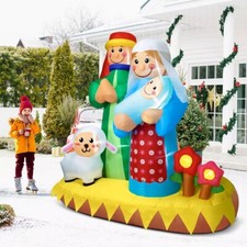 7Ft Christmas Inflatables Nativity Scene Outdoor Baby Jesus Decoration LED Light