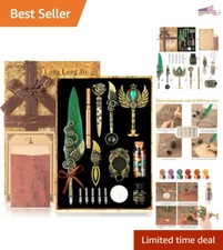 Exquisite Quill Pen Ink Set with Seal Stamp - Feather Calligraphy - Great Gift