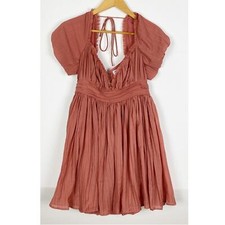 ASOS DESIGN plisse mini dress with puff sleeve in rose size 8