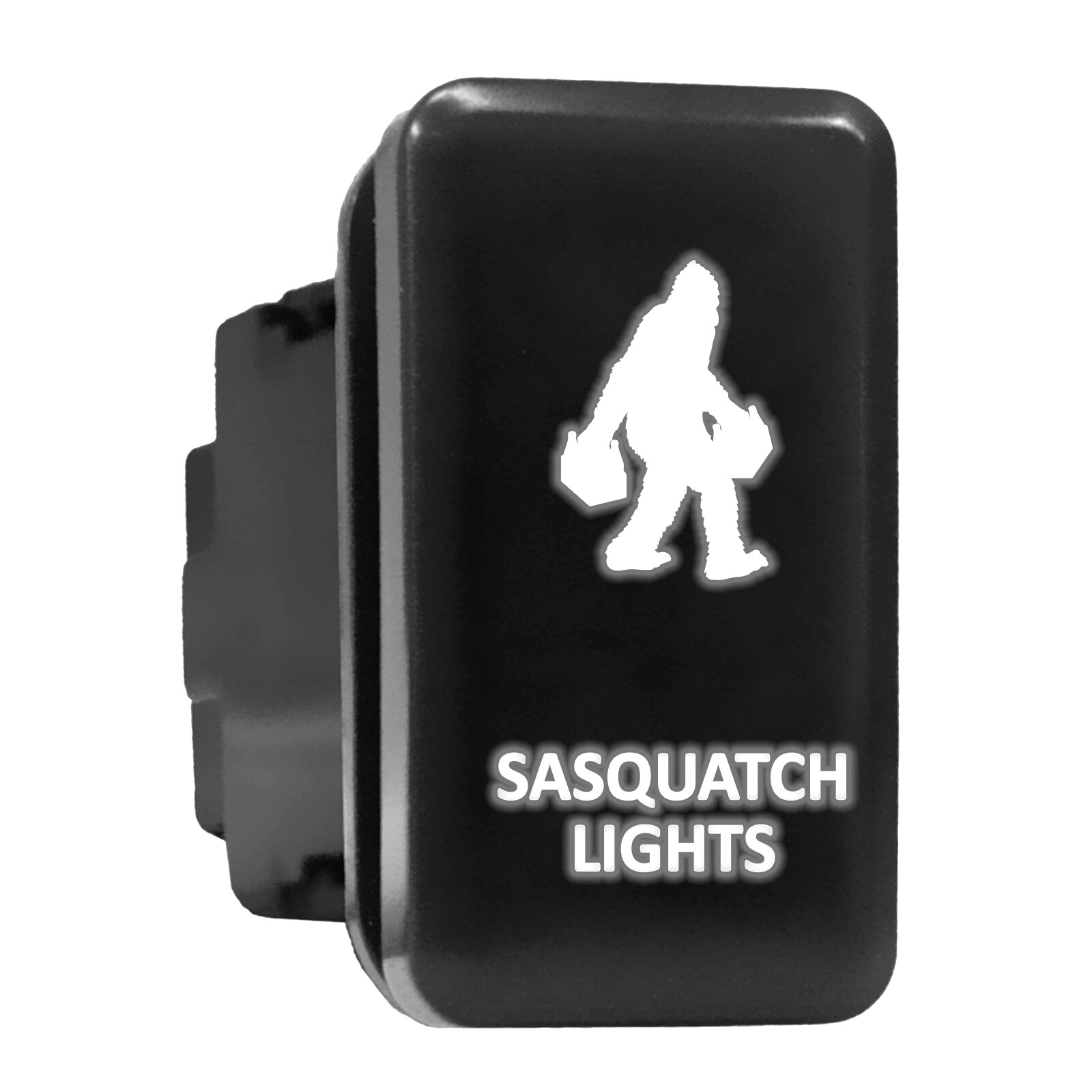 SASQUATCH LIGHTS White LED Backlit Tall Push Button 1.54x0.83 Inch for Toyota Models