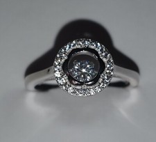A2314188 Simulated Diamond Ring Rhodium Plated Silver Size S