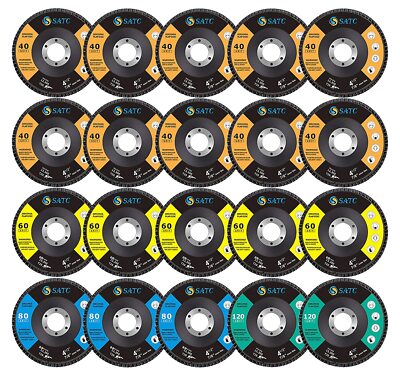 20PCS 4.5'' 4-1/2'' Zirconia Flap Disc 40 60 80 120 Grit Sanding Grinding Wheels