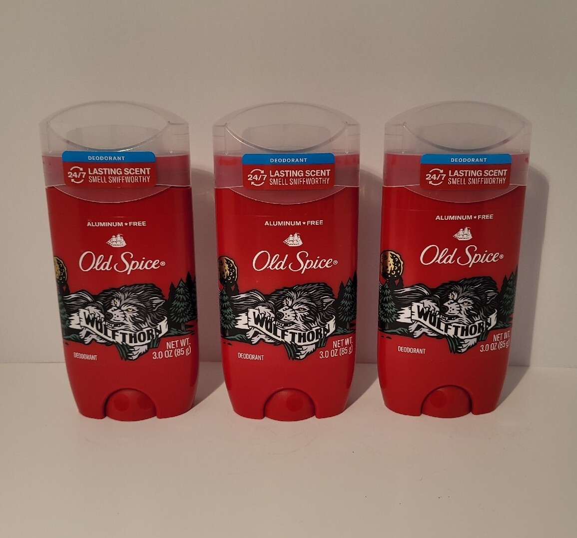 (3) Old Spice WOLFTHORN Aluminum-Free 24H Men's Deodorant 3.0oz