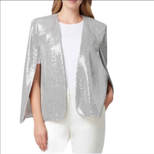 Tahari Sequin Open Front Cape Jacket 