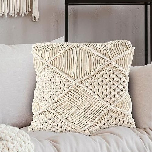 Square Macrame Cushion Cover With Tassels Decor Pillow Case Pillow