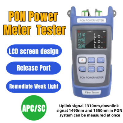  PON Power Meter Optical Fiber Tester FTTX ONT/OLT 1310nm/1490nm/1550nm Handheld