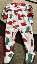 Carters Christmas Footed Fleece Pajamas Toddler Size 18M NWT