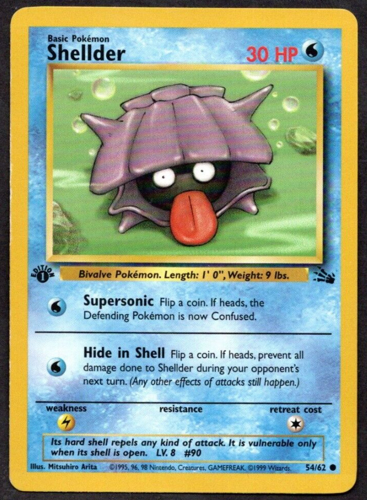 1999 Pokémon TCG Fossil 1st Edition Shellder 54/62 | NM - Near Mint | WOTC