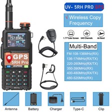 BAOFENG 5RH PRO GPS 10W WALKIE TALKIE MULTI BAND RECHARGEABLE TWO WAY RADIO MIC