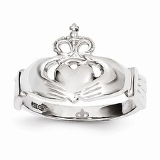 14K WHITE GOLD POLISHED CLADDAGH RING  WOMEN/LADIES  2.9 GRAMS SIZE 7