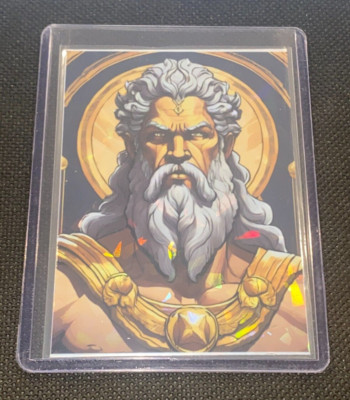 Zeus Greek God Custom Foil Refractor Holographic Foil Art Trading Card