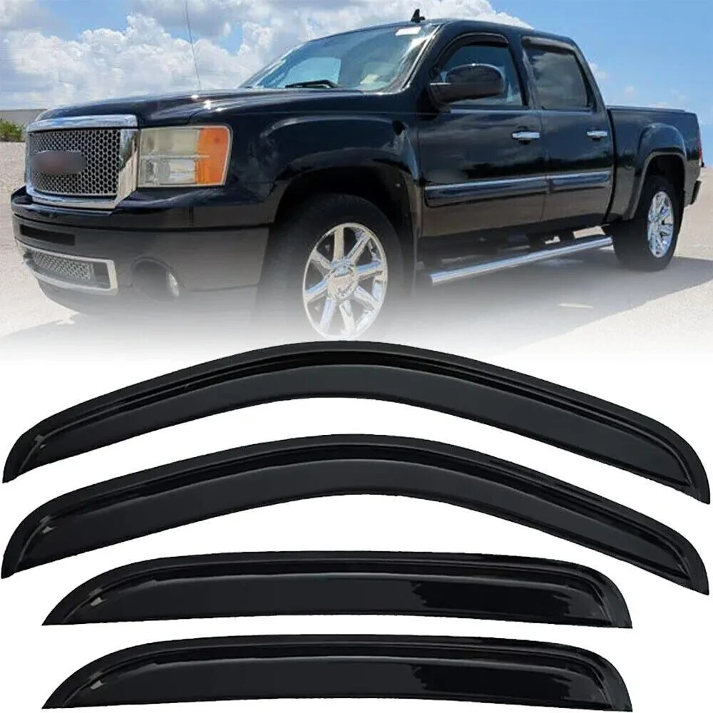 GMC Sierra Matte Black Window Vent Visors Rain Guards 2007-2013
