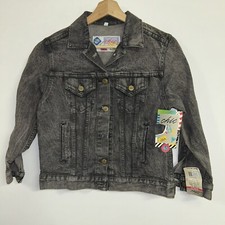Vintage 1990 s Chic Kids Black Denim Jacket, Deadstock NWT, Size Large