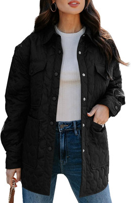 Quilted Jackets for Women Lightweight Long Sleeve Button down Puffer Jacket Warm