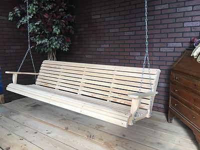 7ft Wood Wooden Cypress Roll Contoured Porch Swing Yard Bench Made In USA