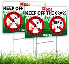 2 PC Keep Off Grass Signs - 8x12 Double Sided Coroplast No Dog Poop, Peeing Dog