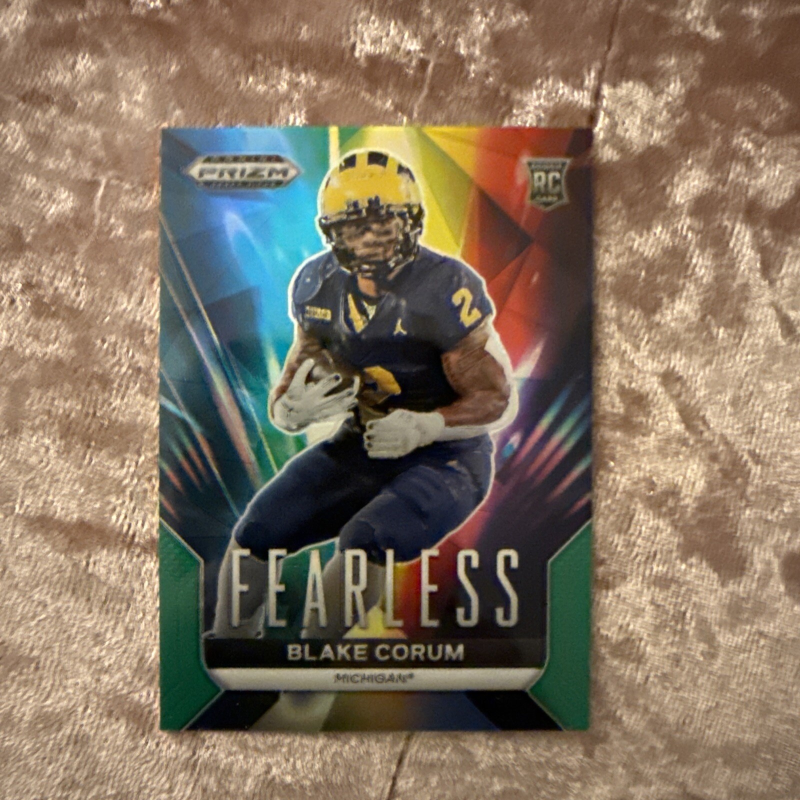 2024 Panini Prizm Draft Picks Fearless Green Prizm #F-BC BLAKE CORUM RC Michigan