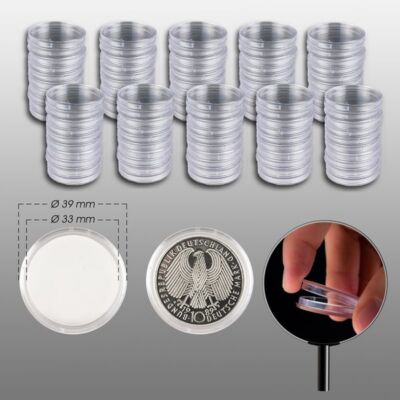 100 Capsules Pour Pièces De Collection - Diamètre 39 Mm, Transparentes, En Plastique Résistant Aux Rayures - 8