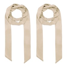 2-Pack Solid Color Scarf for Women, 78.7 in Long Narrow Necktie Apricot