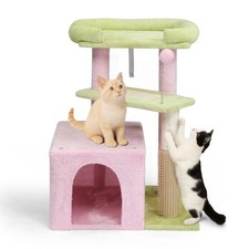 Portable Indoor 27.5" Cat Tree Tower with Scratching Post, Cozy Condo, Toy Ball