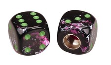 Porkchop Dice Bicycle Tire Schrader Valve Caps Pair - Black Pink White