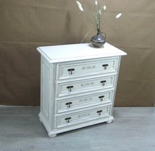 Alte Kommode mit 4 Schubladen im antik Gründerzeit Stil Shabby Weiß