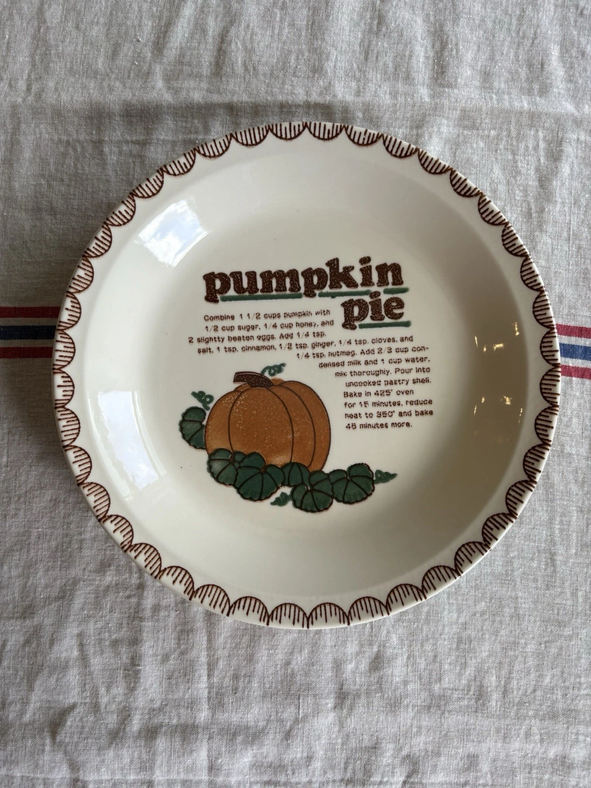 Vintage pumpkin pie baker dish