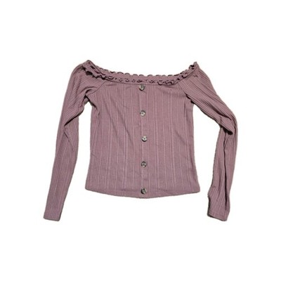 Seriously Soft Aero Blouse Size Medium Rose Pink Knit Button Front Large 1