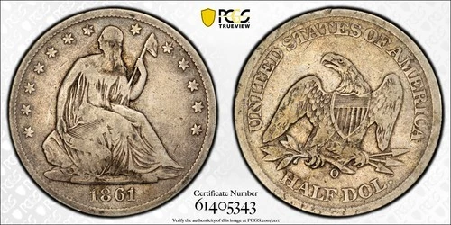 1861-O ~ LA Issue, W-05 ~ Seated Liberty 50c ~ PCGS VG10 ~ (Looks F) ~ RARE ~NEW