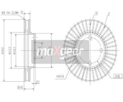 2 St. Bremsscheibe MAXGEAR 19-0708 Vorderachse für Ford