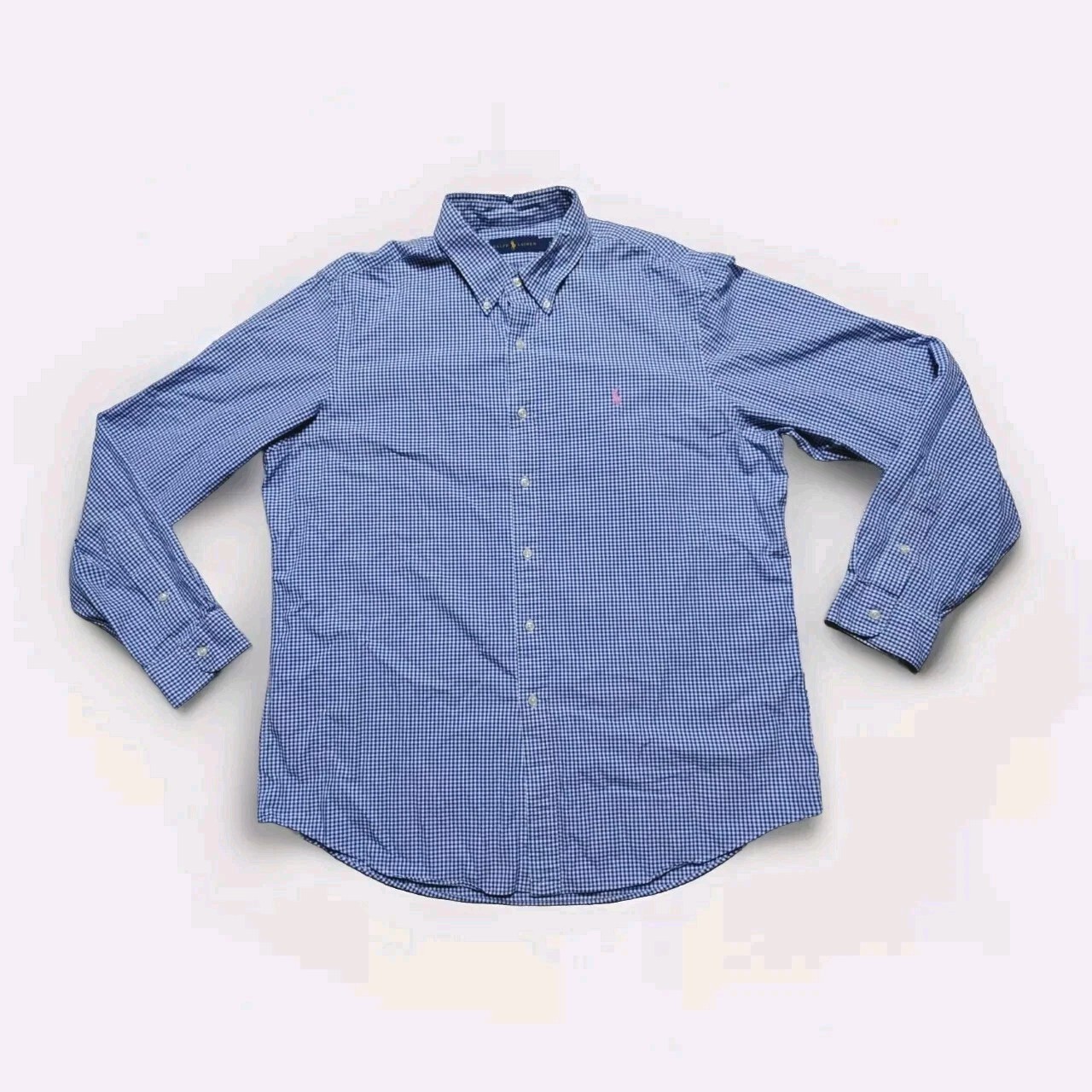 Polo Ralph Lauren camicia uomo XL abbottonata gingham check rosa pony