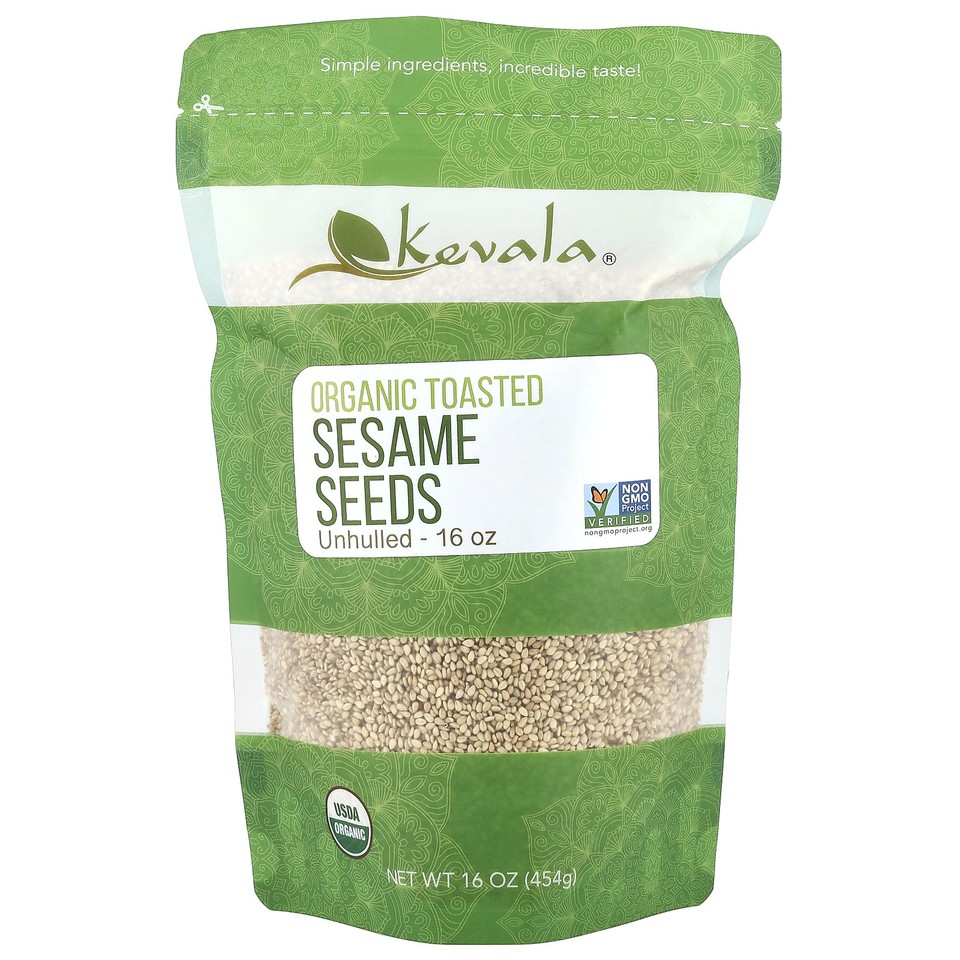 Kevala Organic Toasted Sesame Seeds 16 oz 453 g Kosher, Organic