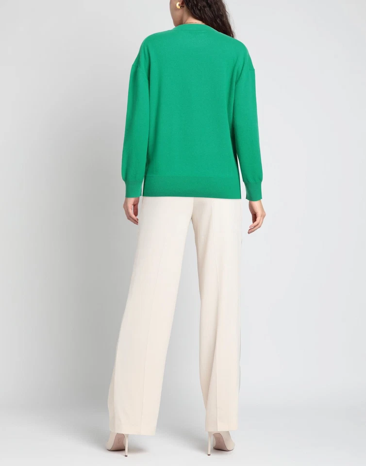 RRP €420 KRIZIA Wool Jumper IT38 US2 UK6 XS Cashmere Blend Green Tiger Intarsia - Image 2 of 4