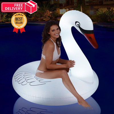 Inflatable Pool Floats, Solar Powered Large Swan Float Large, White