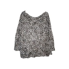 Sussan Animal Print Linen Blend 3/4 Sleeve Lightweight Stretch Top Size XXL