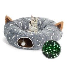 Cat Tunnel Bed Under Christmas Tree with Plush Playground Crinkle Collapsible...