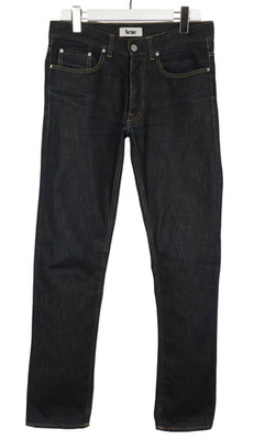 Acne Roc Raw Herrenjeans W31/L32 Dunkelblau Denim Straight Fit Knopf Fly