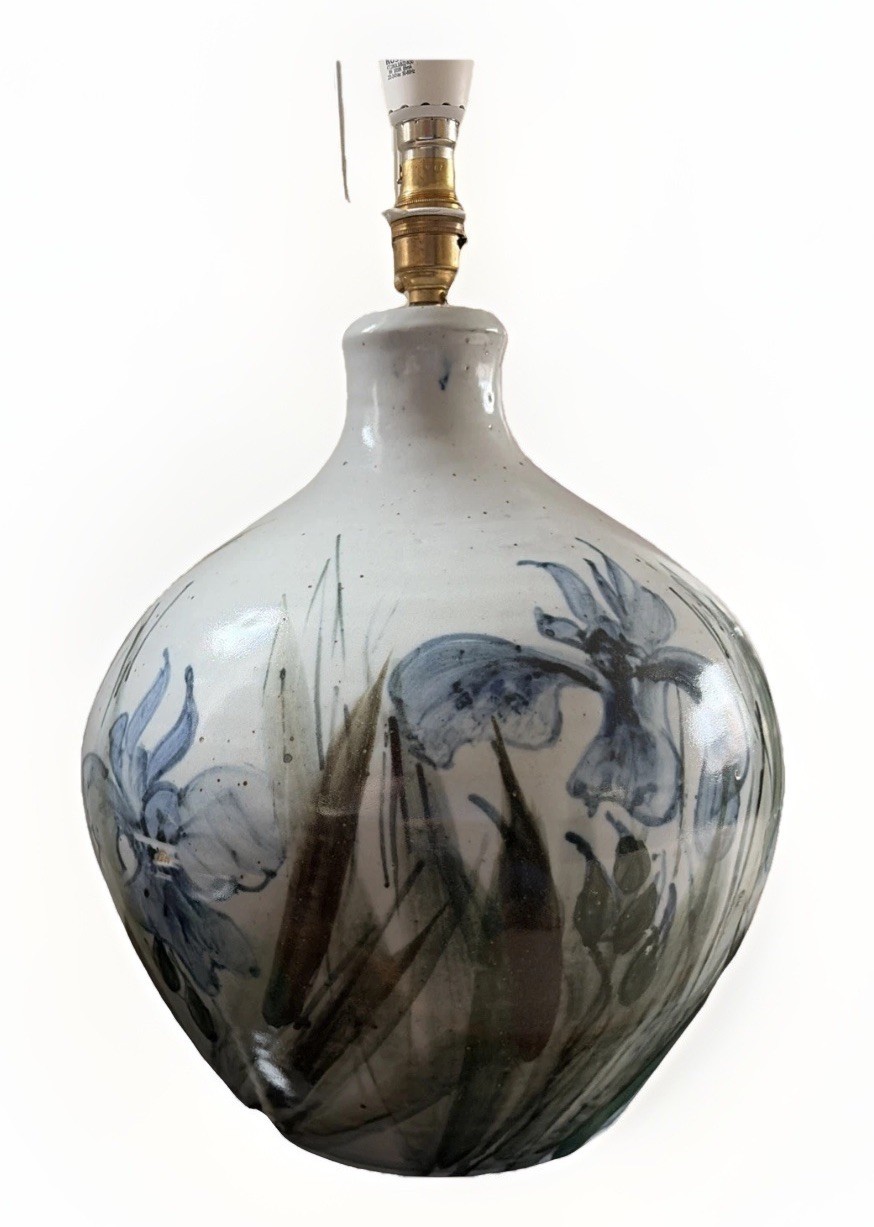 HUGE COLIN KELLAM Studio Pottery Extra Lge Rare Stoneware IRIS Table Lamp Devon