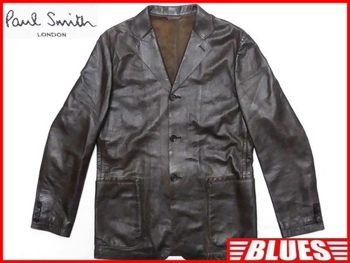 Paul Smith, Paul Smith Men's Leather Tailored Jacket Brown Vintage L Genuine Leather