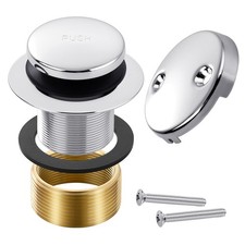 Chrome Bathtub Drain Tip-Toe Tub Trim Set with Two-Hole Overflow Faceplate Ba...